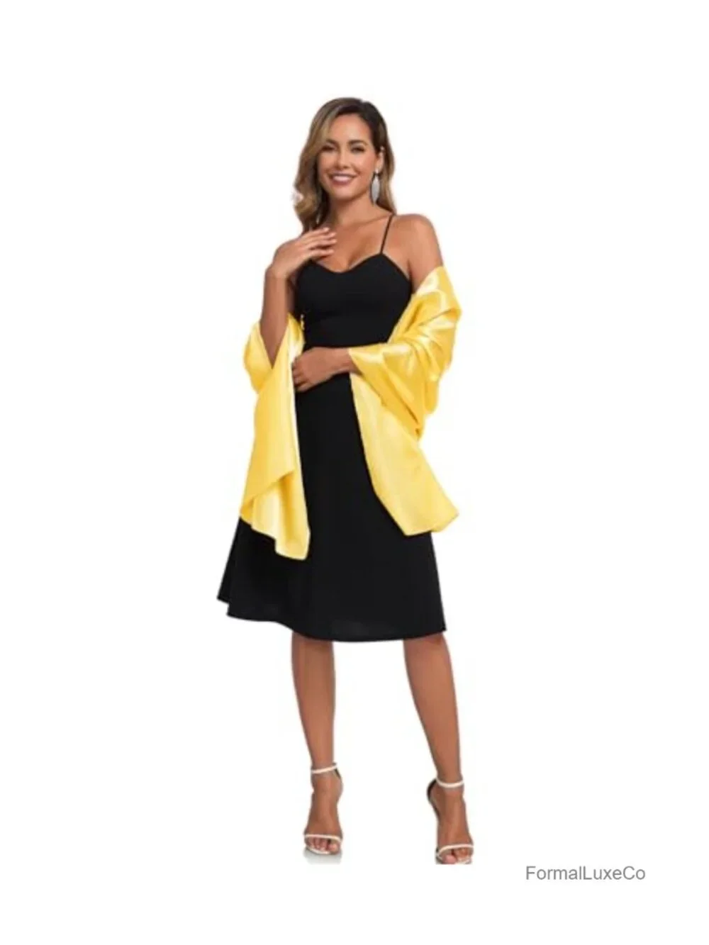 Satin Wrap Shawl for Evening Dresses Wedding Guest Long Scarf Pashmina